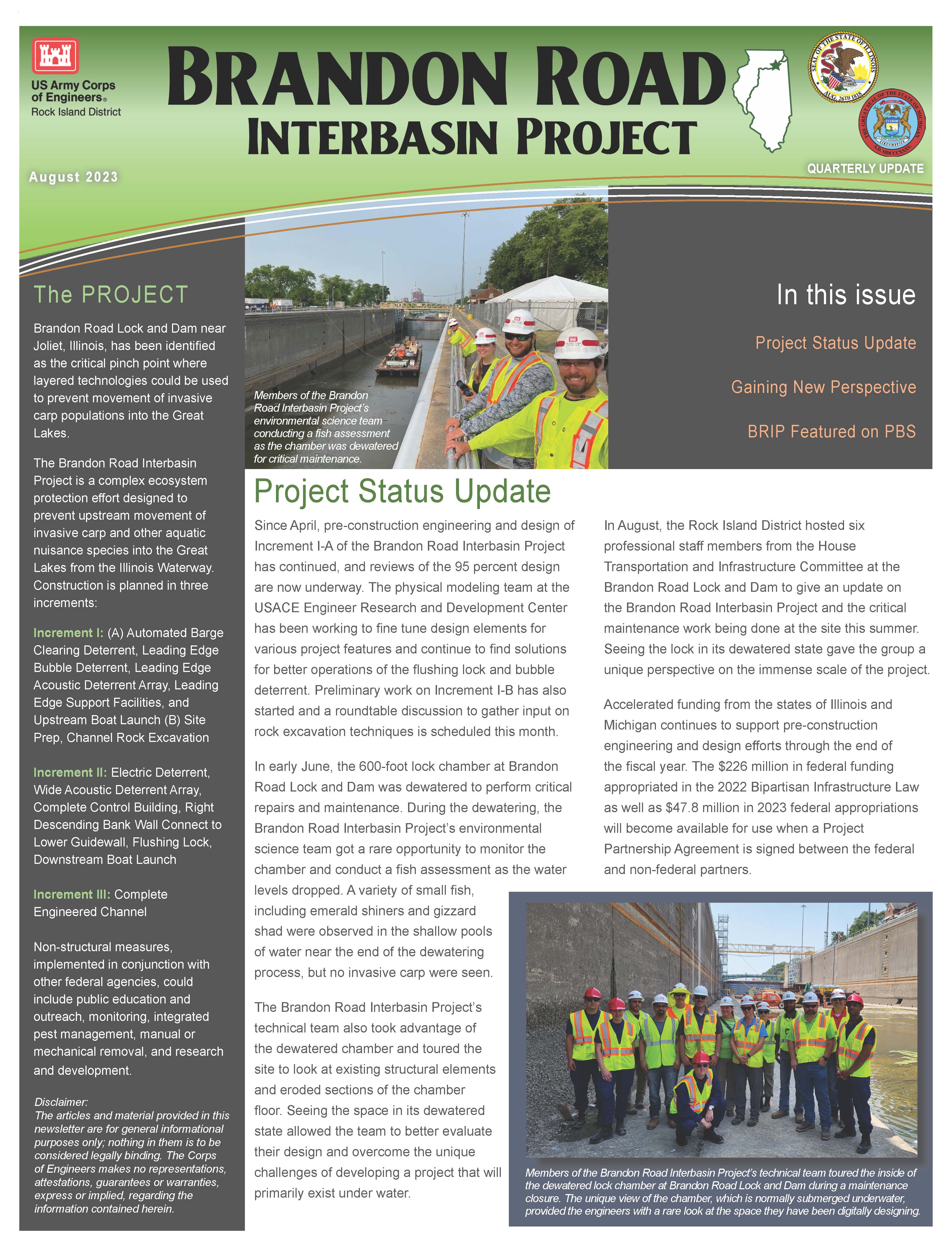 Brandon Road Interbasin Project Newsletter